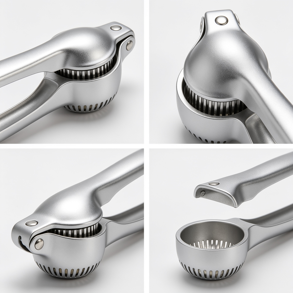 Codebolt Jsdoin Knoblauchpresse, Knoblauchschneider Garlic Press, Knoblauch Crusher Praktischer Küchenhelfer Spülmaschinenfest Robust, Zink, Silber